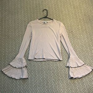Light pink long sleeve bell sleeve top
